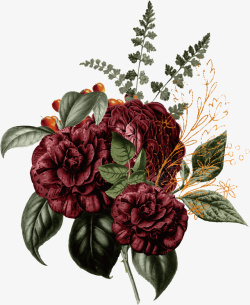 花卉花束手绘复古水彩花束植物矢量图高清图片