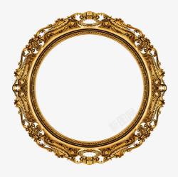 立体相框素材金色花纹圆环图案高清图片