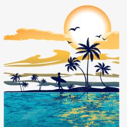 简约海夏日海洋落日装饰高清图片