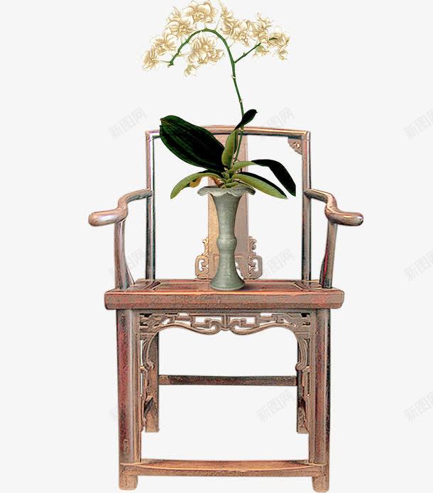椅子png免抠素材_新图网 https://ixintu.com 中式家具 叶子 坐位 坐席 座位 花卉 花瓶