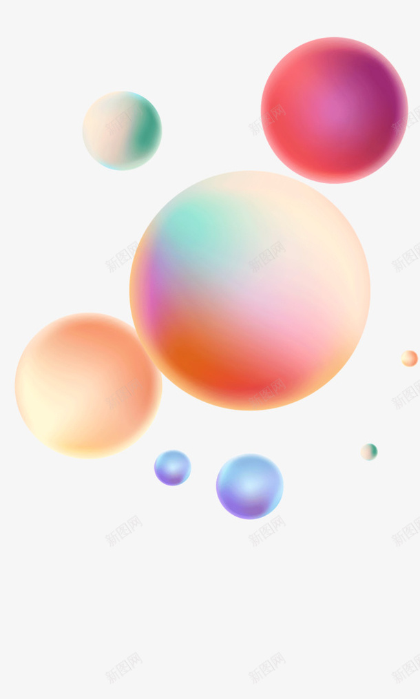 五彩色的大气球png免抠素材_新图网 https://ixintu.com 五彩 多颜色 大气球 彩色 球