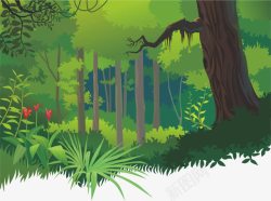 卡通原始森林卡通热带森林矢量图高清图片