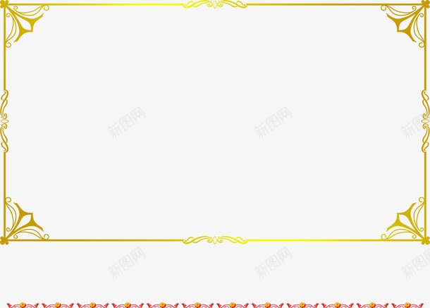 金黄线条绘制的边框花纹png免抠素材_新图网 https://ixintu.com 相框 边框 金黄色