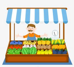 菜市场设计卖蔬果的卡通大叔高清图片