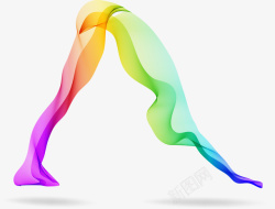抽象彩色线条瑜伽动作矢量图素材