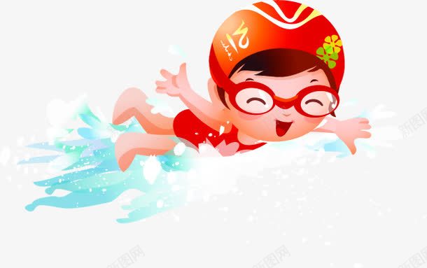 卡通欢乐游泳儿童png免抠素材_新图网 https://ixintu.com 儿童 卡通 欢乐 欢欣 游泳