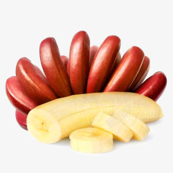 一把香蕉摄影实物水果红皮香蕉高清图片