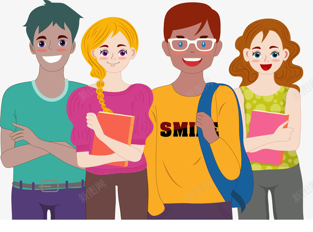 卡通开学的大学生矢量图ai免抠素材_新图网 https://ixintu.com 大学 大学生 开学 开学日 开学的学生 矢量png 矢量图