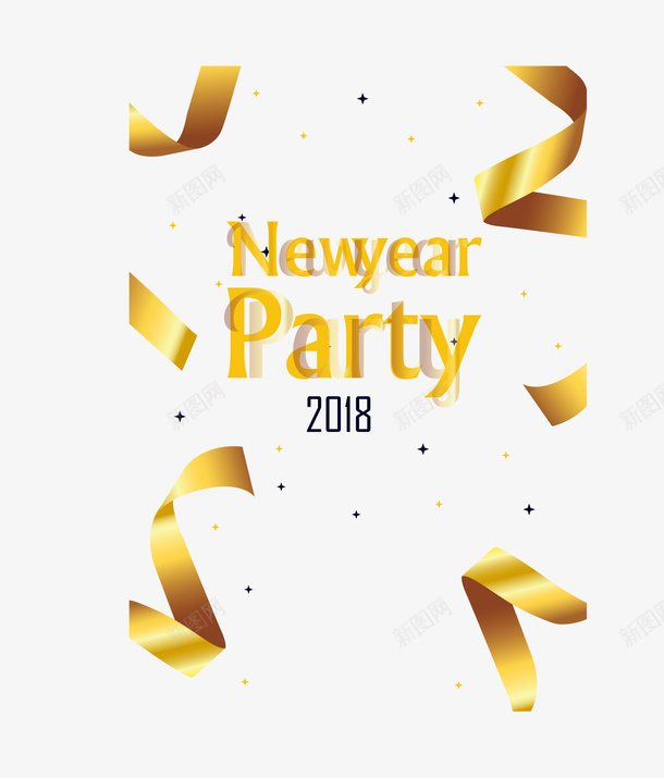 金色炫彩新年快乐跨年party彩带矢量图ai免抠素材_新图网 https://ixintu.com 彩带 彩带缠绕 彩带飘飘 文字 新年快乐 炫彩 矢量图 跨年 跨年party 金色