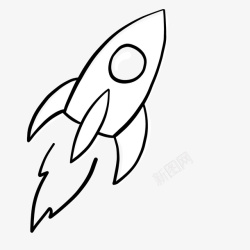 卡通飞行器线条勾画的小火箭高清图片