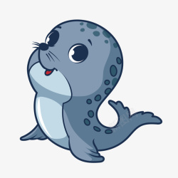 动物免扣PNG图蓝色卡通可爱的海豹高清图片