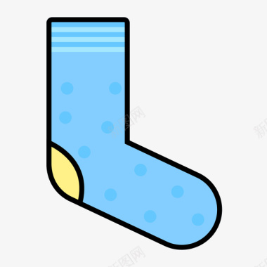 蓝色手绘圆角袜子卡通图标图标