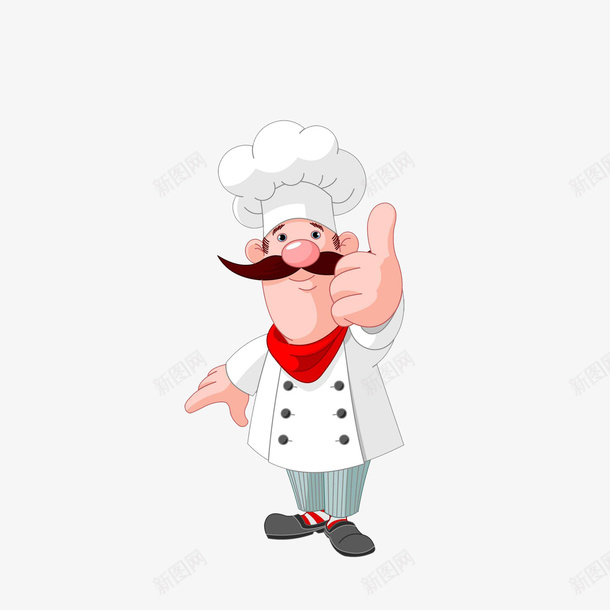 卡通点赞的男厨师png免抠素材_新图网 https://ixintu.com 两撇胡子 男厨师 白色厨师服 红色领巾 赞表情