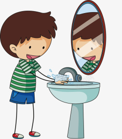 爱干净的女生饭前便后洗手的男孩矢量图高清图片