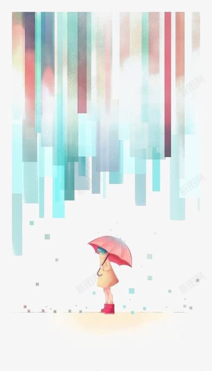卡通撑伞女孩png免抠素材_新图网 https://ixintu.com 下雨天 手绘女孩 水彩女孩 水彩雨滴 红色雨伞
