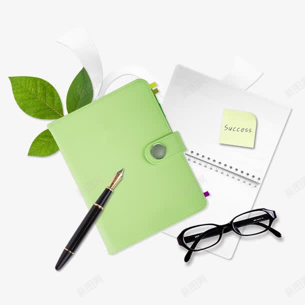 绿色的笔记本png免抠素材_新图网 https://ixintu.com PNG图形 PNG装饰 树叶 港币 眼睛 笔记本 装饰
