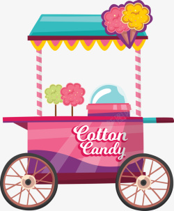 粉色扁平冰淇淋甜品车素材