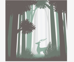 麋鹿自然风景插画矢量图素材