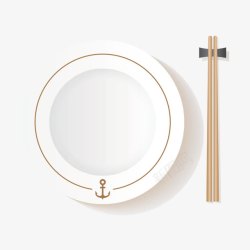 手绘各种餐具盘子和筷子高清图片