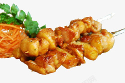石锅烤肉饭美味鸡肉串高清图片