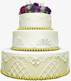 镶花风格彩色花朵点缀型婚礼蛋糕高清图片