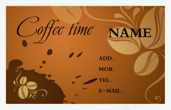 咖啡色背景图咖啡厅名片海报