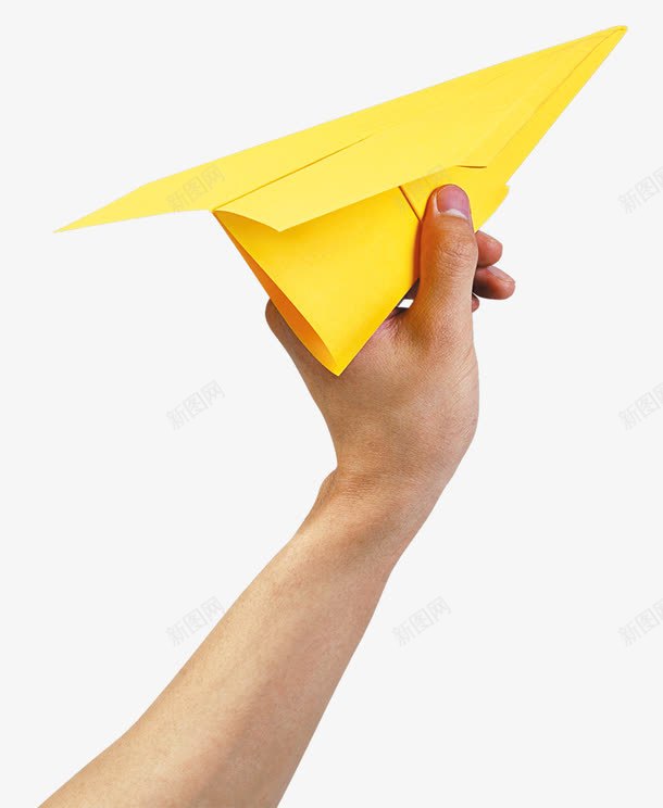 手拿纸飞机png免抠素材_新图网 https://ixintu.com 手拿纸飞机 放飞梦想 梦想 纸飞机 黄色纸飞机