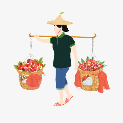 水果摊卡通卖水果的农户高清图片