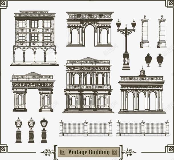 欧式分解png免抠素材_新图网 https://ixintu.com 卡通建筑 建筑 手绘建筑 欧式建筑 欧式设计分解 矢量建筑