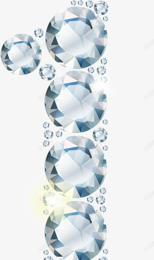 银色钻石数字png免抠素材_新图网 https://ixintu.com 1字 数字 珠宝 装饰图案 钻石 银色