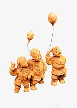 非文化遗产泥塑玩气球的孩童高清图片
