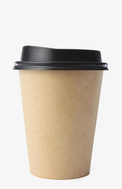 外带咖啡实物黑色盖子奶茶纸杯高清图片