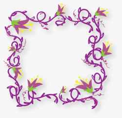 紫色花朵藤蔓框架素材