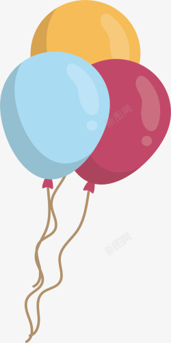 三色气球三色气球束矢量图高清图片