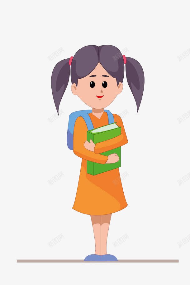 卡通上学的女孩png免抠素材_新图网 https://ixintu.com 上学的女孩 书包 书本 人物 儿童 卡通人物 学习 学生 小女孩 抱着书 抱着书的人