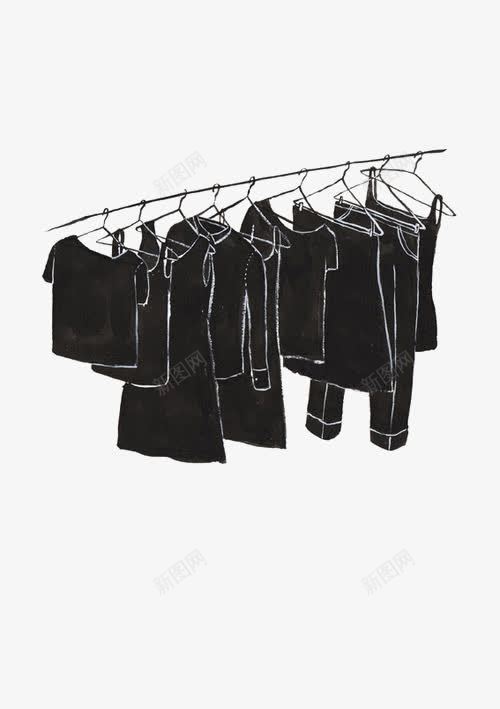 黑色衣橱png免抠素材_新图网 https://ixintu.com 卡通 晾衣服 衣架 衣柜 衣橱 黑色