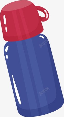 保温旅行壶蓝色卡通保温杯水杯矢量图高清图片