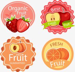 黄桃草莓手绘水果标签图标高清图片