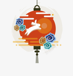 中国风手绘中秋大红灯笼元素素材
