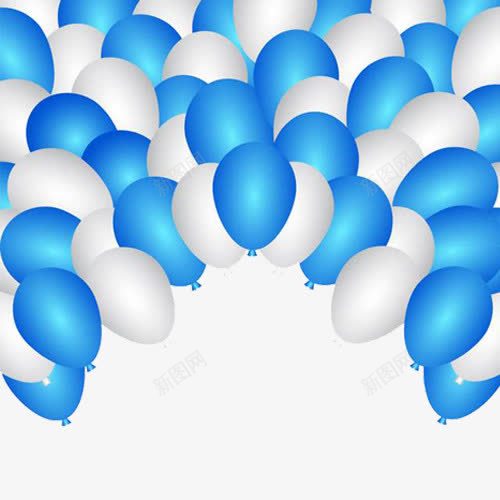 蓝白气球团png免抠素材_新图网 https://ixintu.com 520气球 庆典 气球团束 活动 珠光蓝 白色 节日 蓝色 装扮