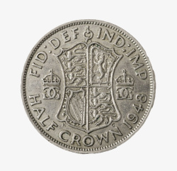 古代皇冠图片银色雕刻英国半皇冠硬币实物高清图片