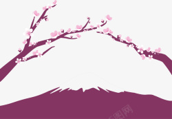 日本富士山浪漫樱花矢量图素材