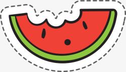 有西瓜子的西瓜红色半圆西瓜咬一口卡通贴纸高清图片