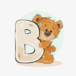 卡通蔬菜水果字母B手绘字母B小熊高清图片
