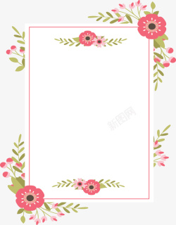 藤蔓花朵边框粉红花朵婚礼请帖矢量图高清图片