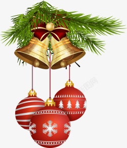 雪花鸡柳圣诞树铃铛元素高清图片
