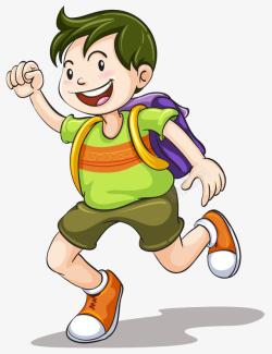 快跑的小人上学路上奔跑的男孩高清图片