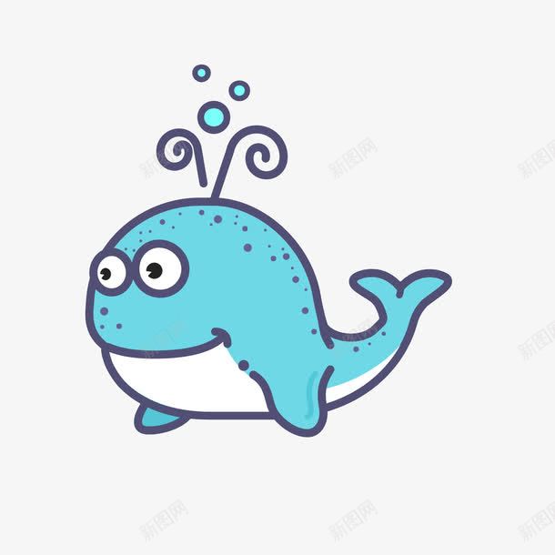 蓝色手绘鲸鱼元素图标png_新图网 https://ixintu.com 动物 卡通动物图标 可爱 扁平化 手绘 水滴 蓝色 鲸鱼