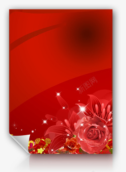 邀请函红色花朵装饰海报