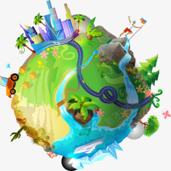 卡通生态环境彩色地球矢量图高清图片